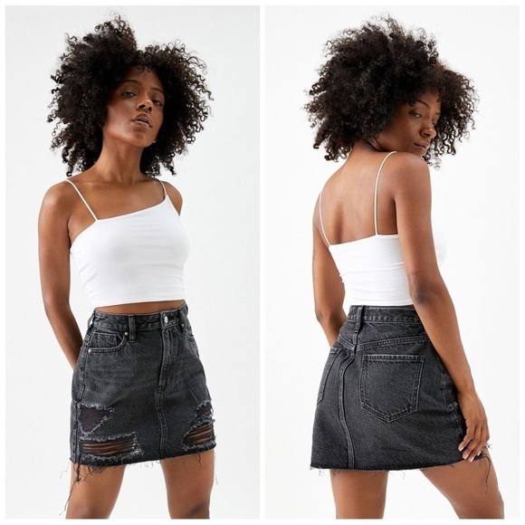Pacsun Black Ultra High Waisted Denim Skirt Size 27 - Picture 1 of 5